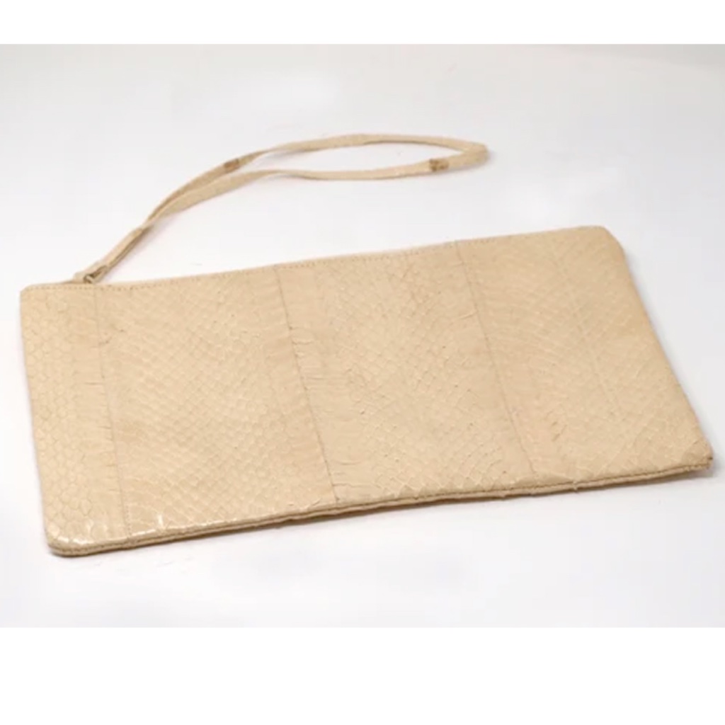 Vintage Beige Faux Snake Skin Clutch Purse Clean Petite Vintage Purse Handbag
